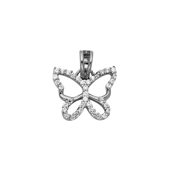 TGDJ Other - 14K White Gold  CZ Butterfly Pendant